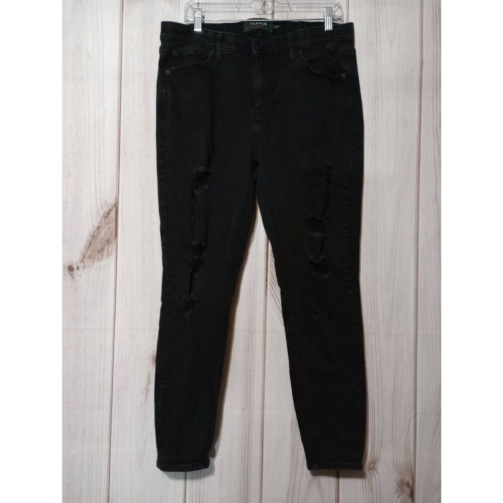 Torrid Jeans Ladies 16R Black‎ Skinny High Rise Distressed Comfort Waist